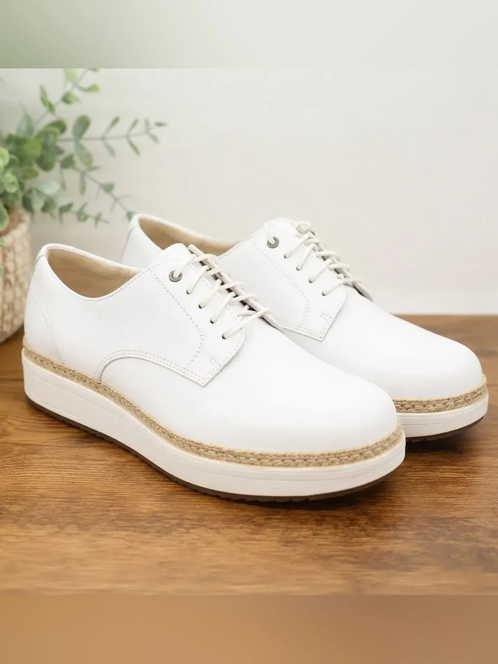 Clarks Teadale Rhea White Leather Platform Oxford Comfort Shoes Women’s 10